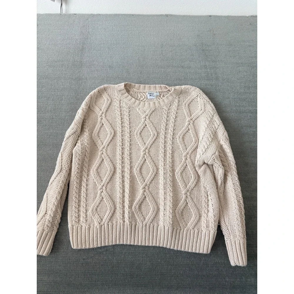 Princess Polly Sweater‎ Women M/L Beige Cable Knit Fisherman Classic Coastal